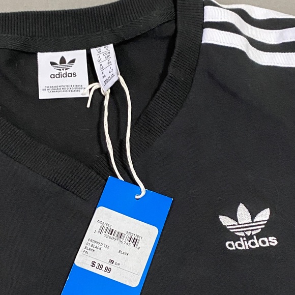 Adidas Cropped Tee, Black, Small - Picture 4 of 7